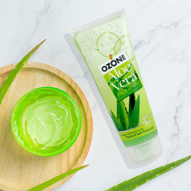 Ozone Aloe Vera Face Wash | Enriched with Aloe Vera, Cucumber, Turmeric & Tea Tree | For All Skin Type, Soft, Smooth, Refreshed & Glowing Skin | For Men & Women | 100ml (Pack of 3)